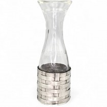 Decantor pentru vin din sticlă și montură din argint împletit | atelier florentin cca. 1970