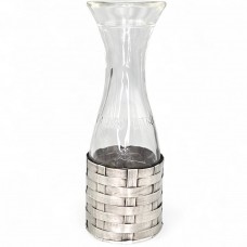 Decantor pentru vin din sticlă și montură din argint împletit | atelier florentin cca. 1970