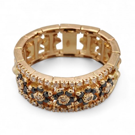 Elegant inel cu bandă articulată din aur 18k decorat cu diamante naturale 0.51 CT | preloved anii 2000