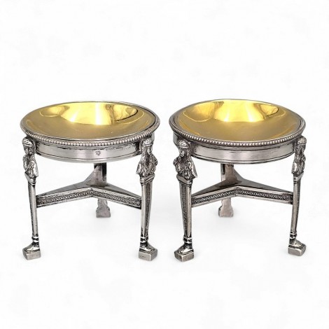 Pereche de solnițe din argint în manieră Empire, datând din perioada Regatului celor Două Sicilii | Napoli cca. 1816 - 1830