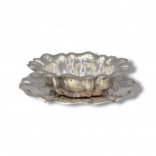 Garnitură pentru servire din argint martelat manual | bol și farfurie | atelier Rino Greggio cca. 1950