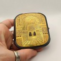 Tabacheră de perioadă Art Deco decorată prin incrustare cu aur 24k | damasquinado de oro | atelier Toledo - Spania cca. 1930