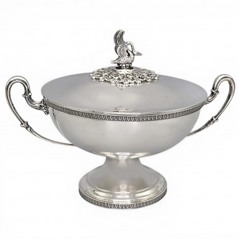 Impresionat centru de masă - supieră din argint masiv în manieră neoclasică | Argenteria Vespasiani - Roma cca. 1945