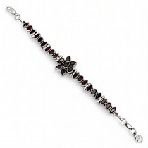 Elegantă brățară din argint decorată cu granate naturale | new old stock | India