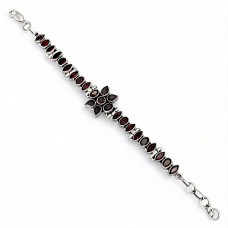 Elegantă brățară din argint decorată cu granate naturale | new old stock | India