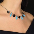 Rafinat colier din argint decorat cu onix negru natural și turcoaz faux | atelier Arezzo