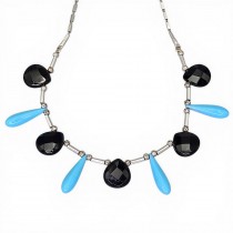 Rafinat colier din argint decorat cu onix negru natural și turcoaz faux | atelier Arezzo