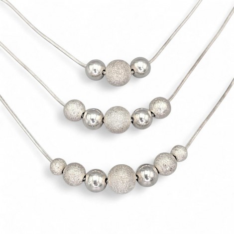 Elegant colier modernist multi-strand din argint rodiat | new old stock