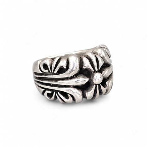 Inel statement fleur-de-lis din argint masiv | bijuterie nouă 