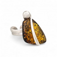 Inel statement manufacturat argint și chihlimbar baltic natural | anii 2000 