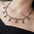  Elegant colier feston în manieră Art Deco din argint, decorat cu rubine naturale și incrustații de marcasite | new old stock