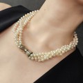 Remarcabil colier multi-strand cu perle de Mallorca și închidere din argint aurit | preloved 90's