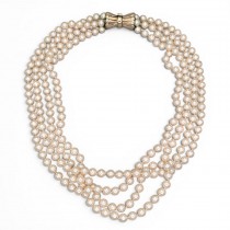Remarcabil colier multi-strand cu perle de Mallorca și închidere din argint aurit | preloved 90's