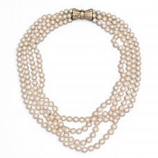 Remarcabil colier multi-strand cu perle de Mallorca și închidere din argint aurit | preloved 90's