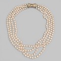 Remarcabil colier multi-strand cu perle de Mallorca și închidere din argint aurit | preloved 90's