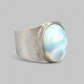 Inel statement manufacturat în argint și larimar dominican natural | preloved