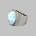 Inel statement manufacturat în argint și larimar dominican natural | preloved