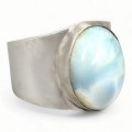 Inel statement manufacturat în argint și larimar dominican natural | preloved