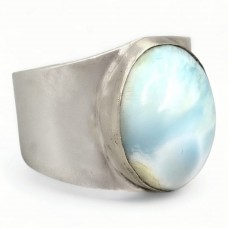 Inel statement manufacturat în argint și larimar dominican natural | preloved