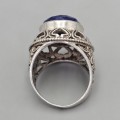 Inel etnic oriental manufacturat în argint și lapis lazuli multifațetat | preloved