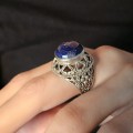 Inel etnic oriental manufacturat în argint și lapis lazuli multifațetat | preloved