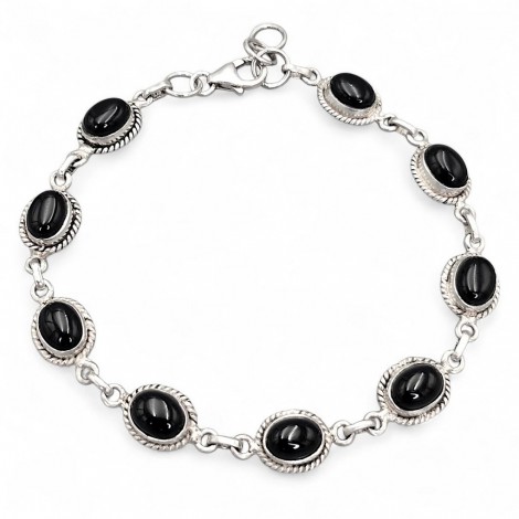 Rafinată brățară boho din argint și onix negru natural | new old stock 
