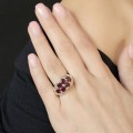 Elegant inel cluster retromodernist din argint masiv cu granate naturale | preloved '90s