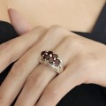 Elegant inel cluster retromodernist din argint masiv cu granate naturale | preloved '90s