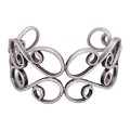 Brățară cuff modernistă mexicană manufacturată în argint masiv | atelier Taxco | cca. 1970 - 1990