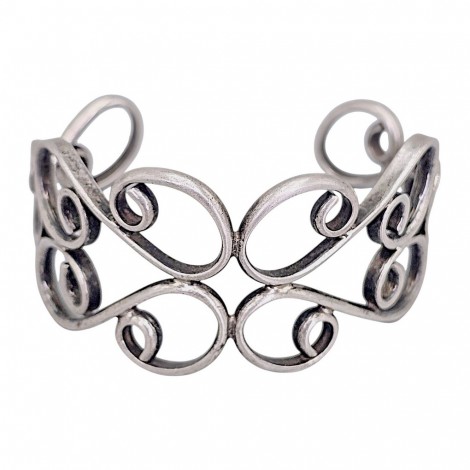 Brățară cuff modernistă mexicană manufacturată în argint masiv | atelier Taxco | cca. 1970 - 1990