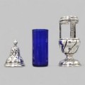 Solniță din argint și sticlă cobalt în manieră Louis XVI |  Danemarca cca. 1880 - 1900