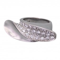 Spectaculos inel cocktail contemporan din argint în manieră futuristă decorat cu pavé cz | preloved 2020's