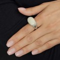 Inel statement neo-modernist cu estetică organică Spacea Age, manufacturat în argint și sidef natural | preloved anii 2000