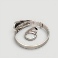 Set de bijuterii mid-century Space Age compus din brățară bangle și inel din argint și email vitrificat | atelier Arezia Oro - Arezzo cca. 1970