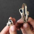 Set de bijuterii mid-century Space Age compus din brățară bangle și inel din argint și email vitrificat | atelier Arezia Oro - Arezzo cca. 1970