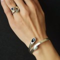 Set de bijuterii mid-century Space Age compus din brățară bangle și inel din argint și email vitrificat | atelier Arezia Oro - Arezzo cca. 1970
