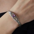 Brățară cuff etnică indoneziană manufacturată în argint și ametist natural | new old stock