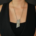 Colier din argint cu inedit pandant statement modernist manufacturat în argint inedit texturat | preloved