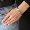Brățară cuff amerindiană Hopi manufacturată în argint cu accente patinate | Statele Unite | preloved