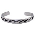 Brățară cuff amerindiană Hopi manufacturată în argint cu accente patinate | Statele Unite | preloved