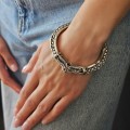 Brățară kada etnică indiană manufacturată în argint cu ornamentalistică filigranată | Regiunea Jaipur | cca. 1950 - 1970