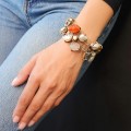 Opulentă brățară Boho Chic manufacturată în argint, decorată cu perle naturale baroce și bogată suită de pietre naturale