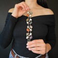 Opulentă brățară Boho Chic manufacturată în argint, decorată cu perle naturale baroce și bogată suită de pietre naturale