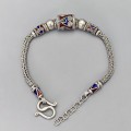 Brățară Ethic Revival thailandeză manufacturată în argint și email cloisonné | Chiang Mai | new old stock
