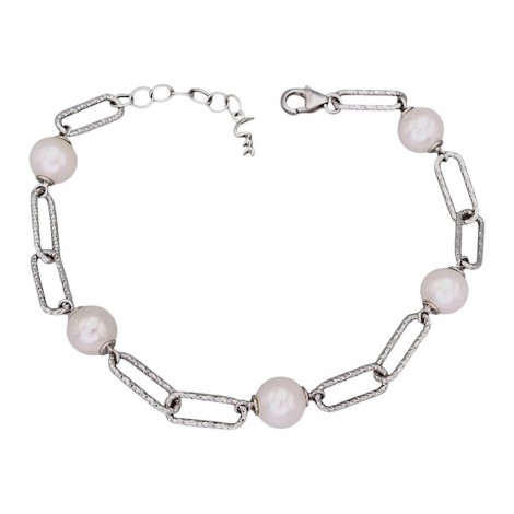 Rafinată brățară MILUNA din argint rodiat cu perle naturale de cultură AAA | Colecția Miss Italia | new old stock
