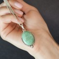 Colier din argint accesorizat cu pandant Ethnic Inspired manufacturat în argint cu amazonit natural