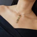Rafinat colier lavalier din argint cu jasp dendritic natural | design minimalist contemporan 2020's