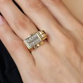 Inel Tank de perioadă Art Deco din aur 18k și diamante naturale montate în platină | cca. 1940 