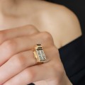 Inel Tank de perioadă Art Deco din aur 18k și diamante naturale montate în platină | cca. 1940 