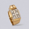 Inel Tank de perioadă Art Deco din aur 18k și diamante naturale montate în platină | cca. 1940 